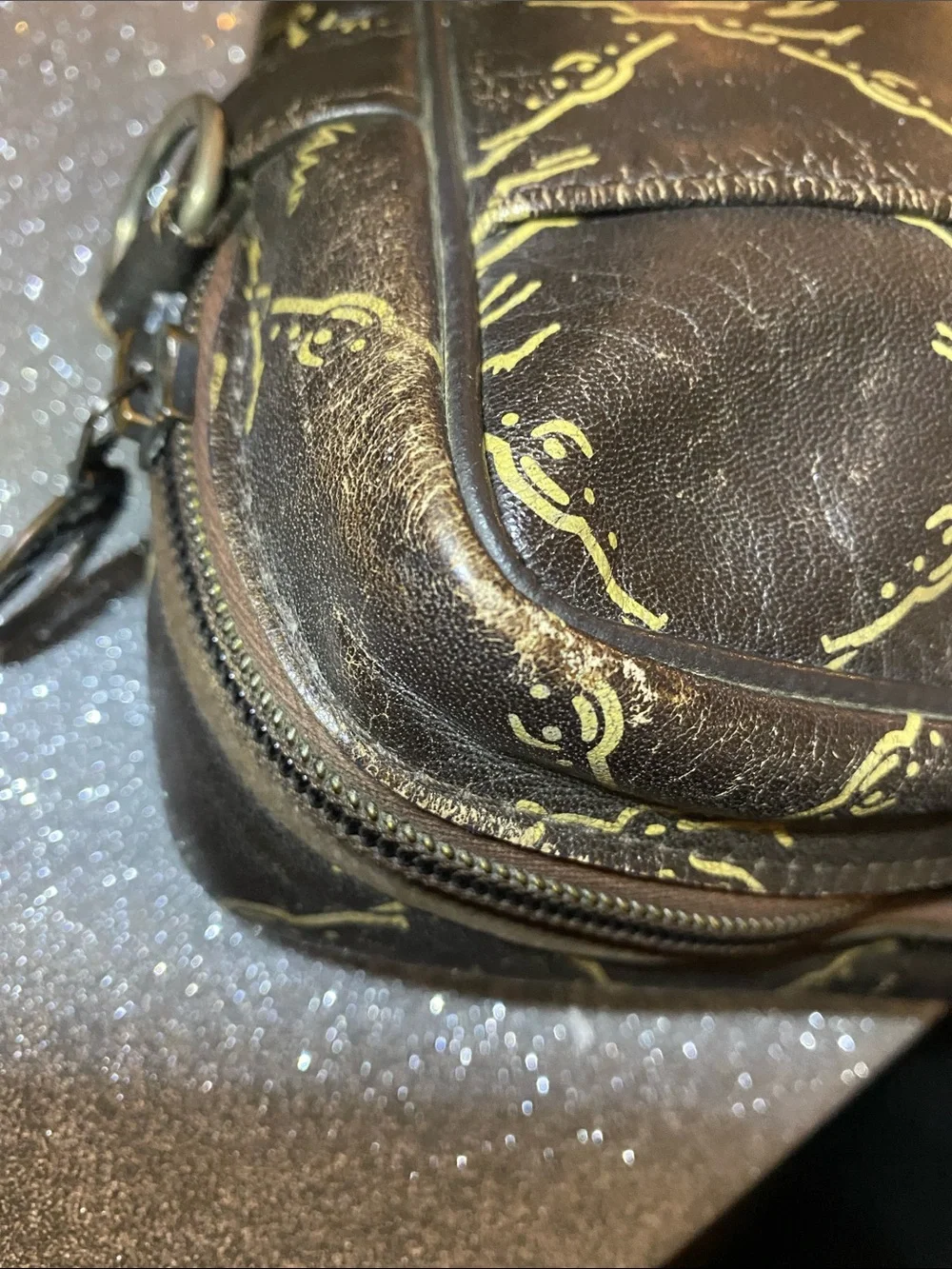 Longchamp Vintage Brown Leather Horse Motif Purse